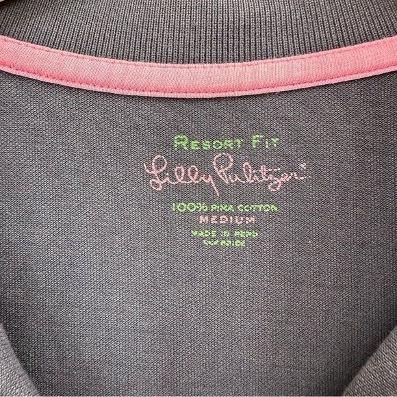 Lilly Pulitzer Resort Fit Cotton Blue Short Sleeve Polo, Medium - Picture 8 of 9